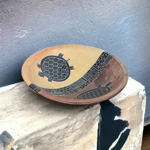 Vintage Pottery Bowl With Turtles Made in Kenya