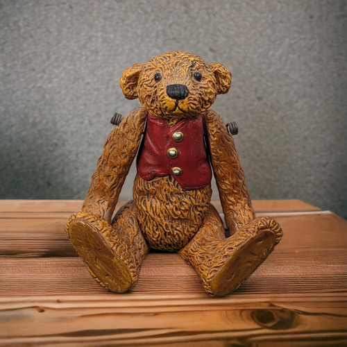 Vintage Jointed Resin Teddy Bear Figurine