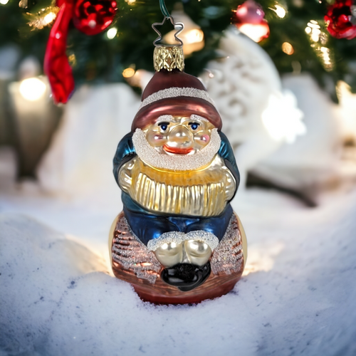 Merck Family Vintage Gnome on a Log Ornament