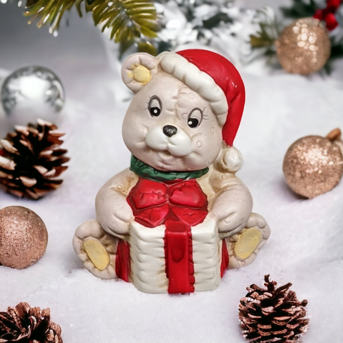 Flambro Cuddle Ups Christmas Bear with Present Figurine