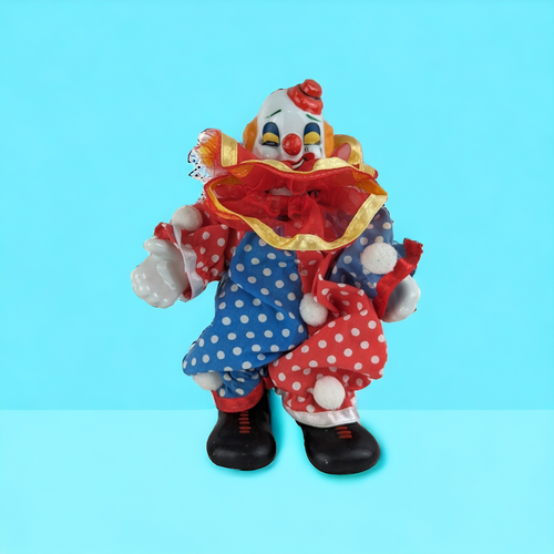 Vtg Winking Ceramic 6" Circus Clown Doll