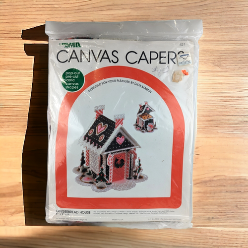 Vintage 1982 Christmas Canvas Capers Gingerbread House Kit