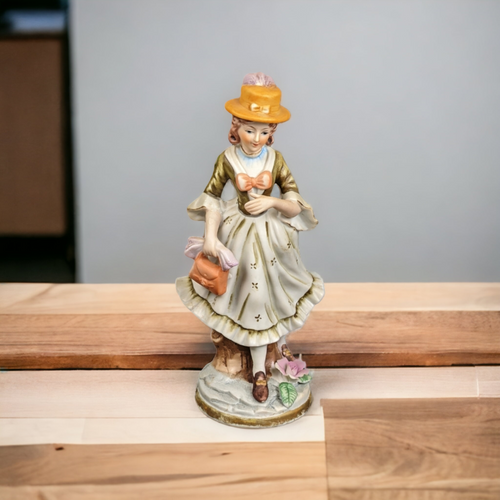 Vintage Lady Figurine with Hat & Purse (7.5")