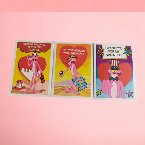 Set of 3 1982 Pink Panther Valentine Postcards