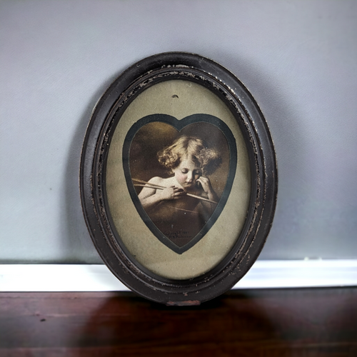 Vintage Framed 5" MB Parkinson Cupid Asleep Print