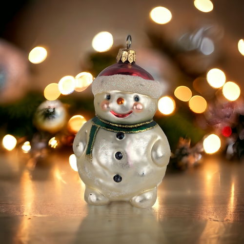 Vintage Glass Snowman Ornament