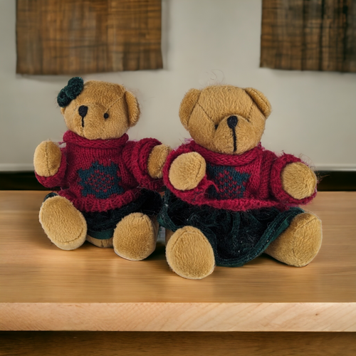 Vintage 5" Sweater Teddy Bear Pair