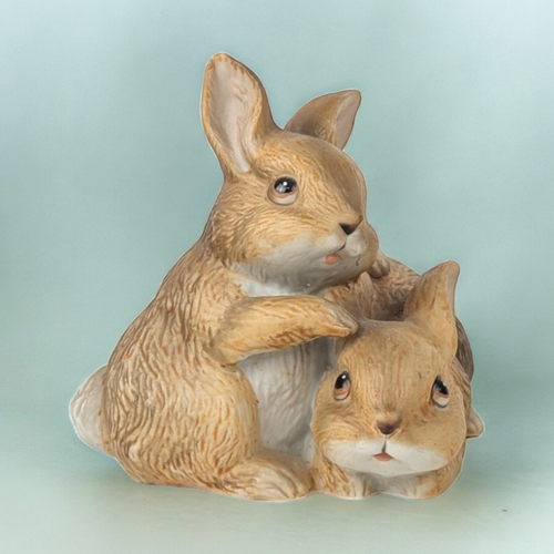 Vintage Homco Cuddling Bunnies Figurine