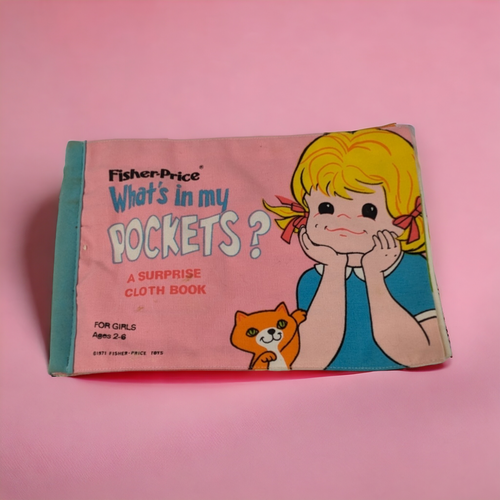 1971 Fisher Price What's In My Pockets? Cloth Book