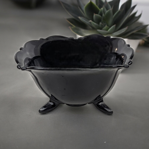 Vintage LE Smith Black Amethyst Foot Bowl