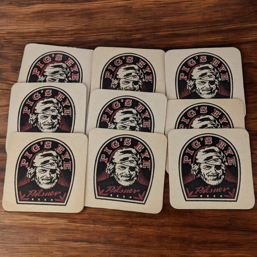 Set of 9 Vintage Pig's Eye Cardboard Coasters