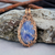 Hand Crafted Copper Wire Wrapped Blue Quartz Pendant
