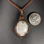 Copper wire wrapped pendant with a white scolecite cabochon