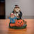 Vintage Ceramic Witch with Scarecrow Halloween Tealight Holder