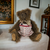 Vintage Brown Plush Teddy Bear with Polka Dot Outfit