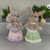 Pair of Vintage Ceramic Mother Rabbit with Babiea Easter Figures