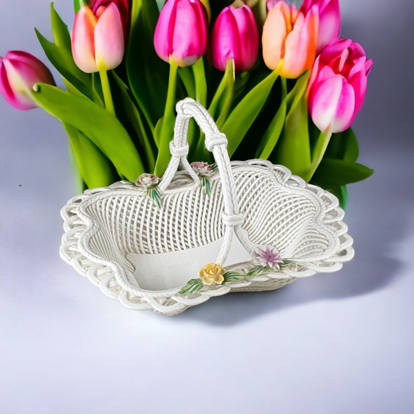 Ceramic Floral Basket - Handcrafted in Spain