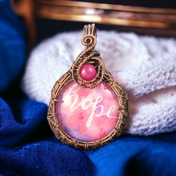 Handmade Copper Wire Wrapped 'Hope' Pendant