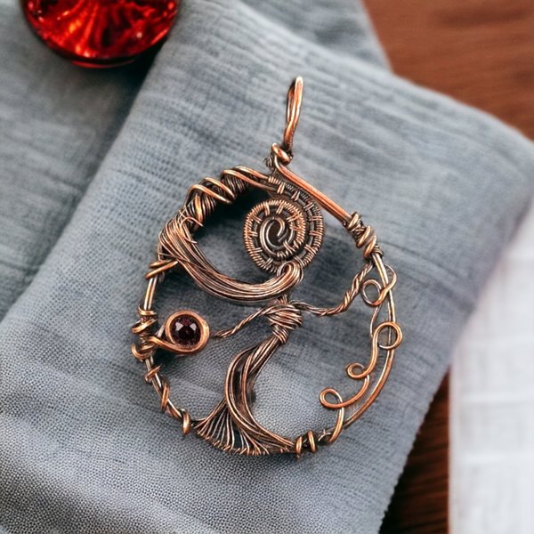 Handmade Copper Wire Pendant with Female Form