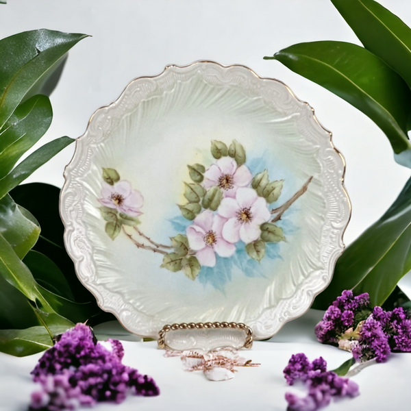 1971 Susan Johnson Decorative Plate with Pink Flowers