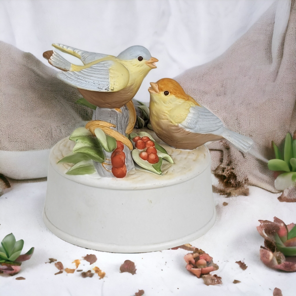Crowning Touch Bisque Music Box with Birds