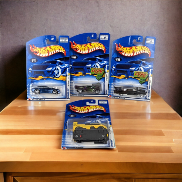 Sealed Set of 4 Early 2000s First Edition Hot Wheels (Eldorado, Jester, Overboard, Hyperliner)