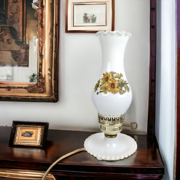 Vintage Milk Glass Hurricane Lamp