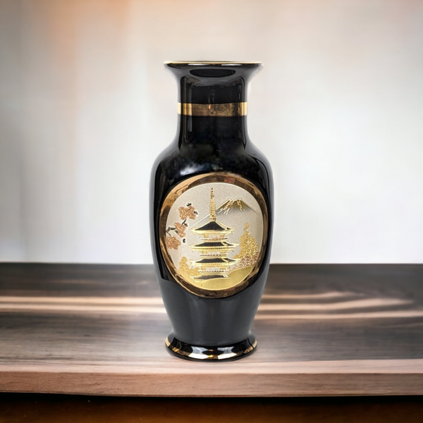 The Art of Chokin 8" Black Vase
