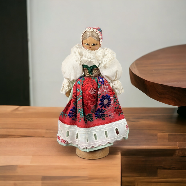Vintage Hand Crafted Folk Art Wooden Doll