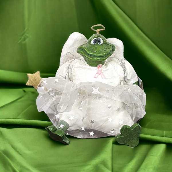 Vintage Russ Berrie Frog Angel Shelf Sitter