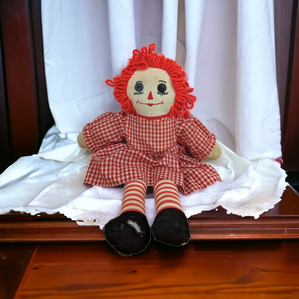 Vintage Handmade Raggedy Ann Doll, Foot Needs Repair