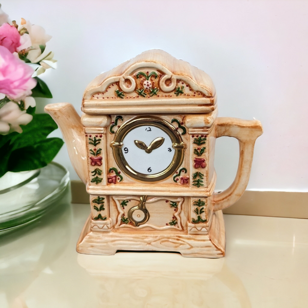 Ganz Tea For One Small Ceramic Clock Teapot