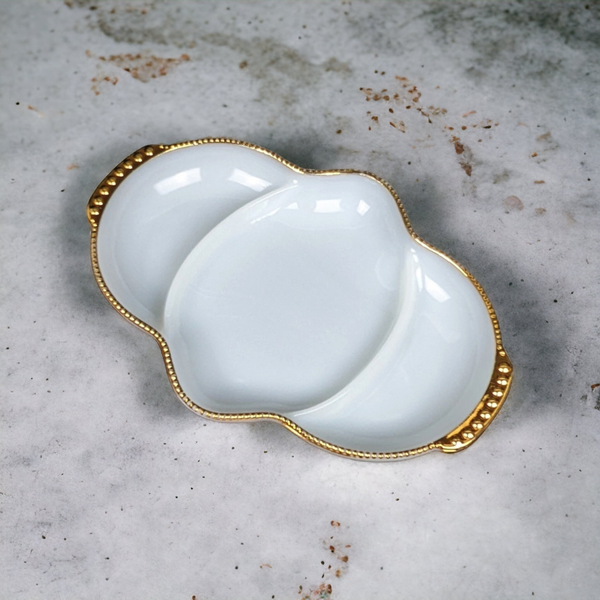 Vintage Anchor Hocking Fire King Divided Milk Glass Tray (11")