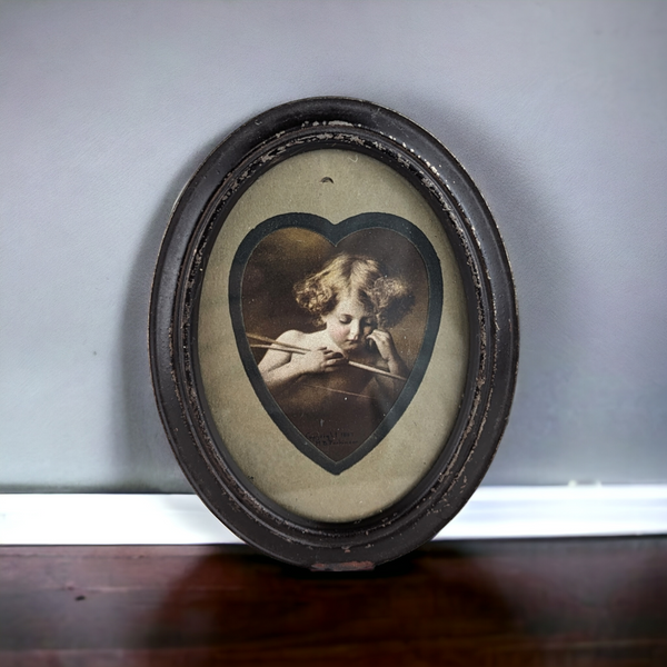 Vintage Framed 5" MB Parkinson Cupid Asleep Print