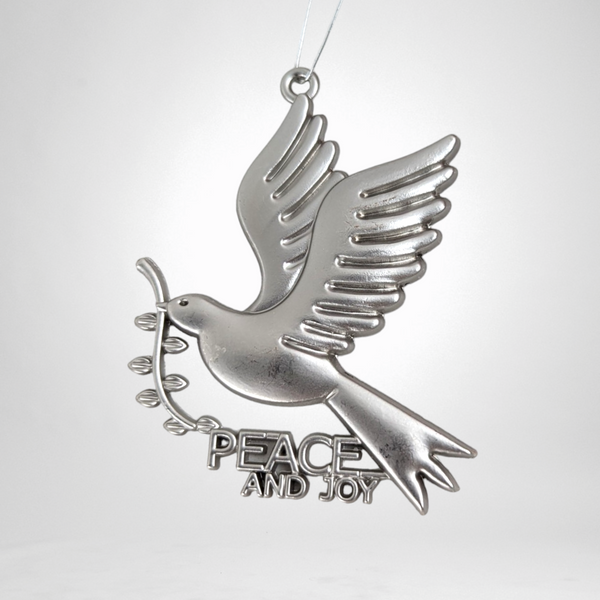 Silver Tone Peace and Joy Dove Ornament