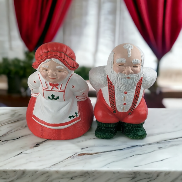 Vintage Hand Painted Mr. and Mrs. Claus Mooning Figures