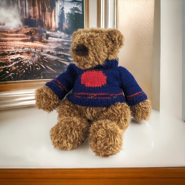 Vintage Gund Teddy Bear with Apple on Sweater