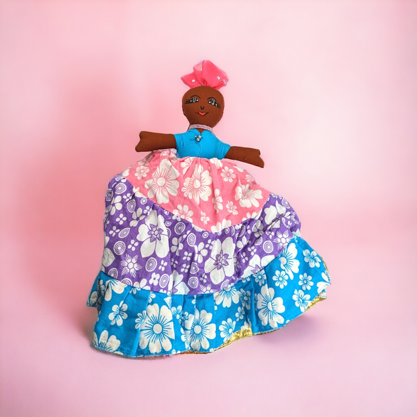 Vintage 2 in 1 Plush 11"  Doll with Colorful Dress