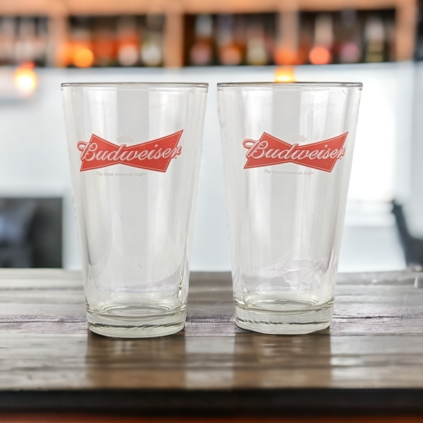 Set of 2 Vintage Budweiser Beer Glasses