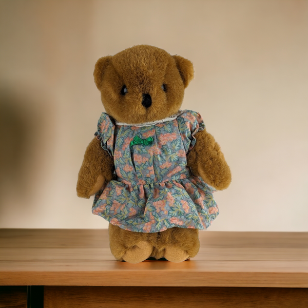 1985 AMC Brown 10" Teddy Bear with Floral Dress