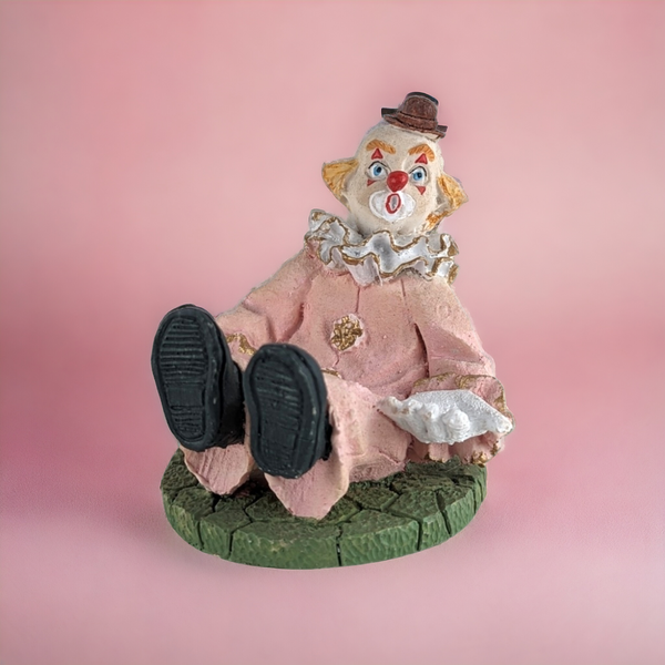 Vintage Hand Painted Resin Clown Figurine (3")