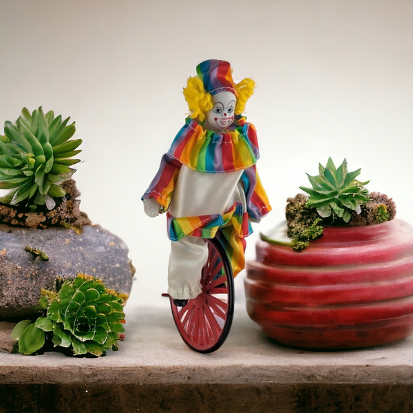 Vintage Clown on Unicycle Figurine