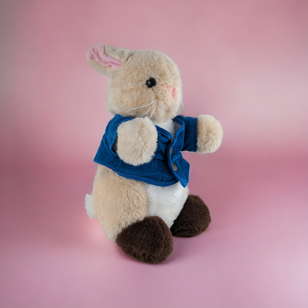 Vintage 10" Plush Bunny with Blue Jacket