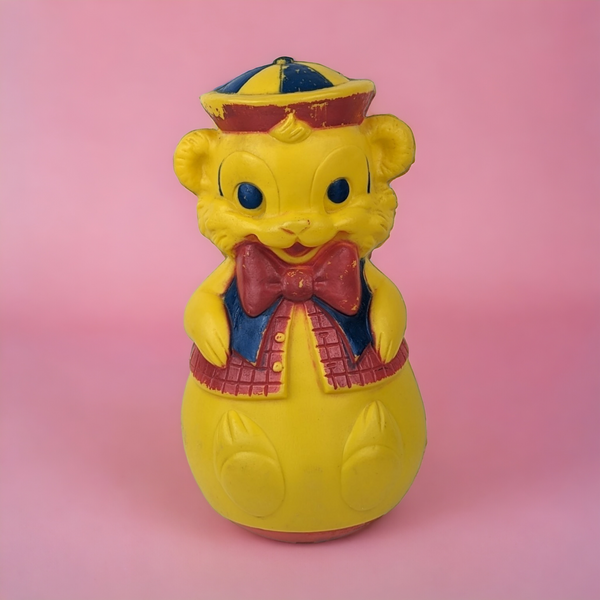 1962 Elden Yellow Roly Poly Bear Toy