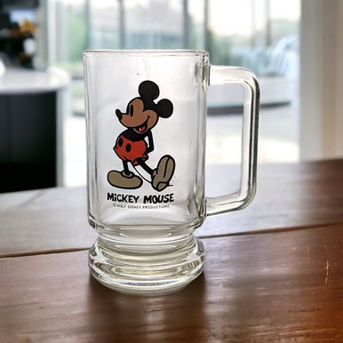 VINTAGE CLASSIC MICKEY MOUSE CLEAR DRINKING GLASS/MUG 'WALT DISNEY