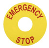 Eaton E22VA8 E22 Legend Plate, 22.5 mm, Yellow, EMERGENCY STOP [New]