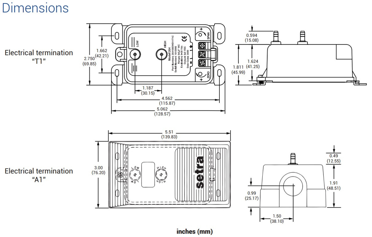 Setra 2641005WD11A1C DPT2641-005D-1 264 Series Differential Pressure Transmitter [New]