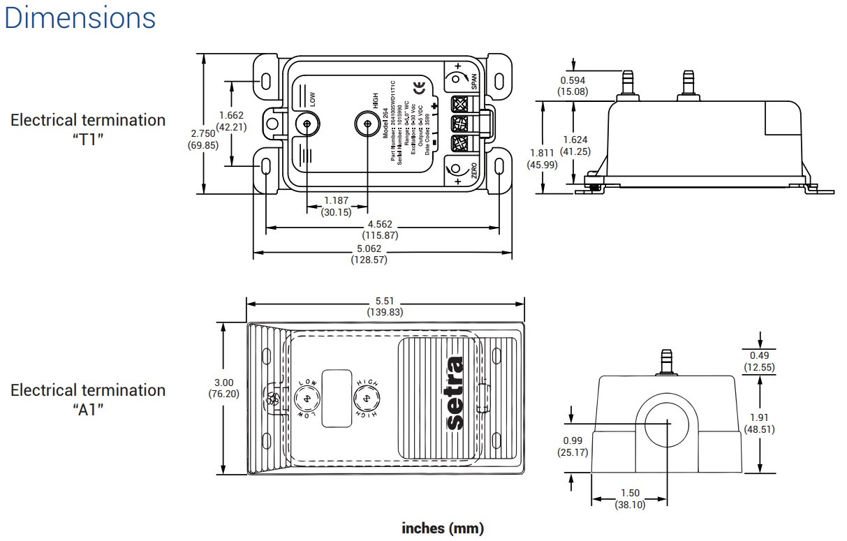 Setra 26412R5WB11T1C 26412R5WB11T1C 264 Series Differential Pressure Transmitter [New]