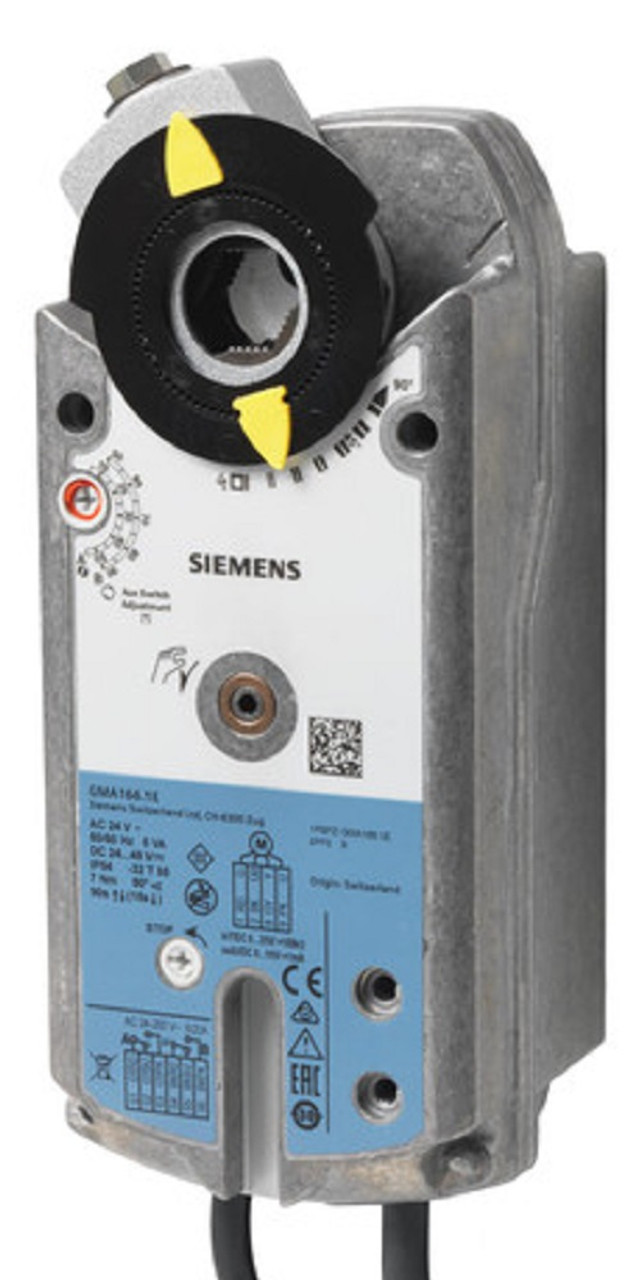 Siemens GMA166.1P Damper Actuator, Rotary, Spring Return, 62 lb-in (7 Nm), 24 V [New]