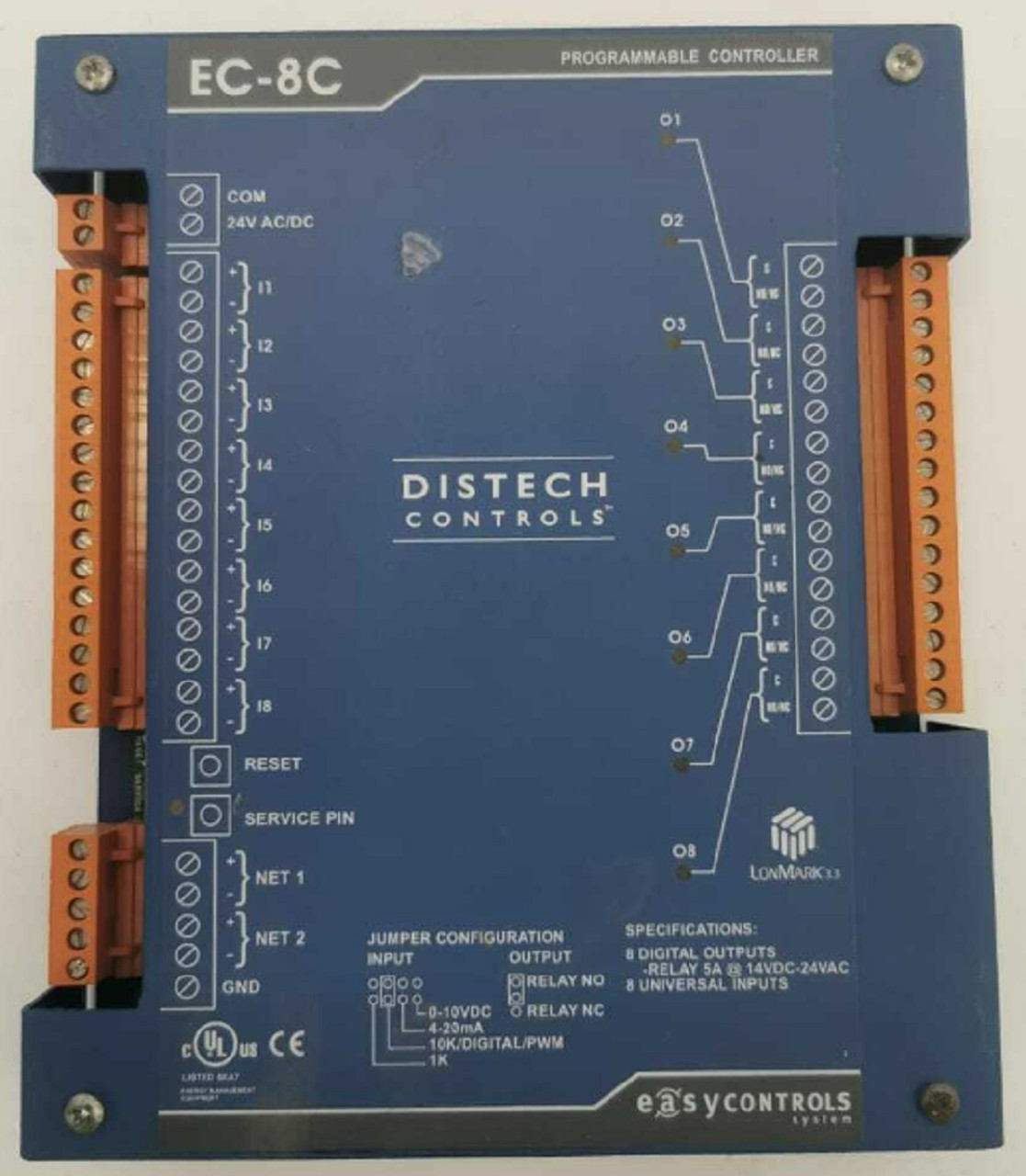 Distech CDIP-08CX-01-00 EC-8C Programmable Controller, 8UI 8DO, Log/Scheduling [Refurbished]